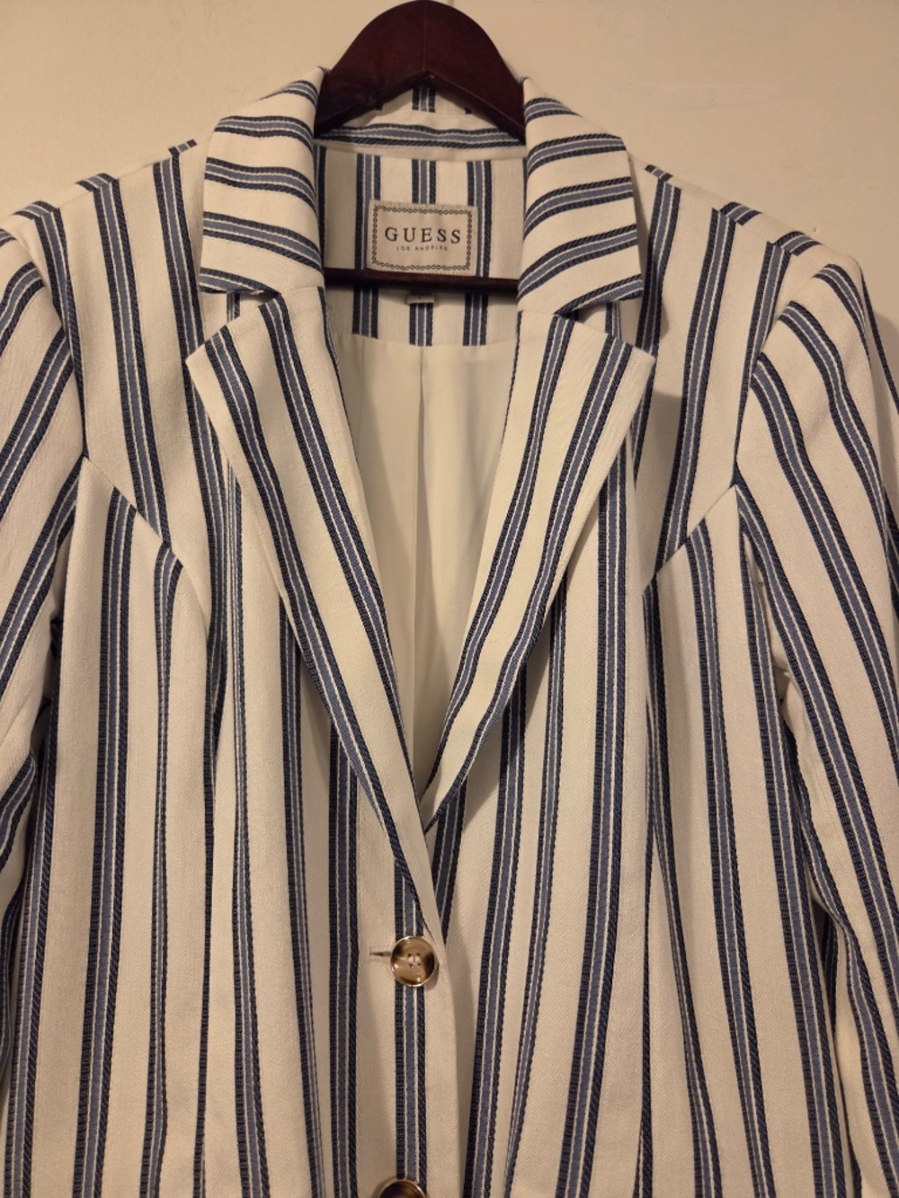 NEW Guess blazer/jacket stripe blue/white L office work preppy coastal capsule - Picture 4 of 11
